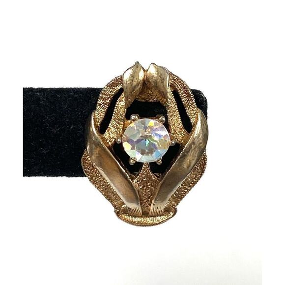 HOPE CHEST Earrings Clips Clip Ons AB Crystals Gold Tone Vintage - Picture 8 of 12